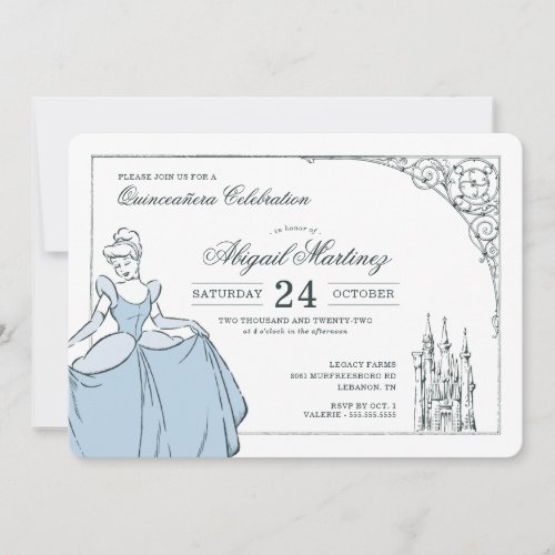 Cinderella Castle  Fairy Tale Quinceanera Invitation