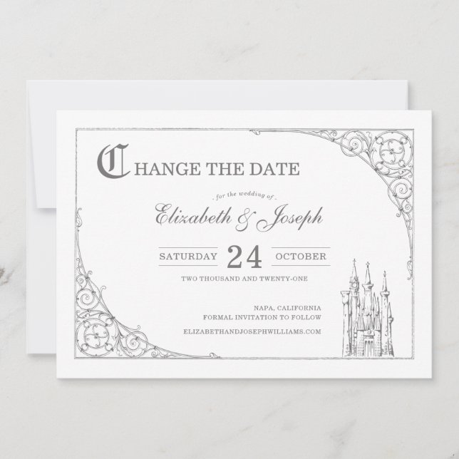 Cinderella Castle | Fairytale Change the Date Save The Date (Front)