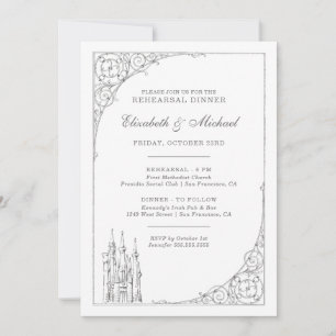 Cinderella Castle Fairytale Rehearsal Dinner Invitation