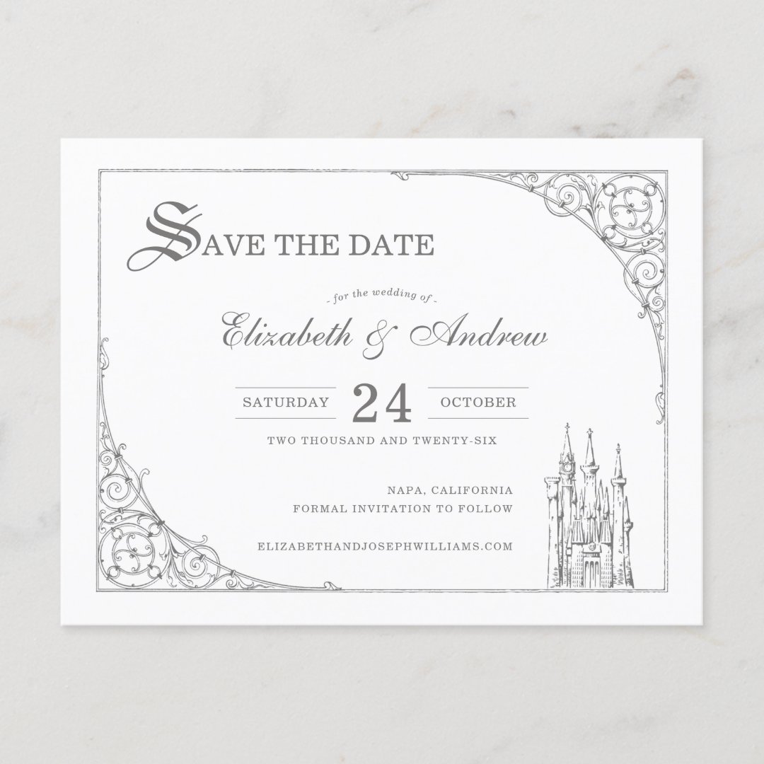 Cinderella Castle | Fairytale Save the Date                    Postcard