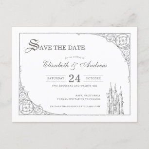 Cinderella Castle   Fairytale Save the Date Postcard