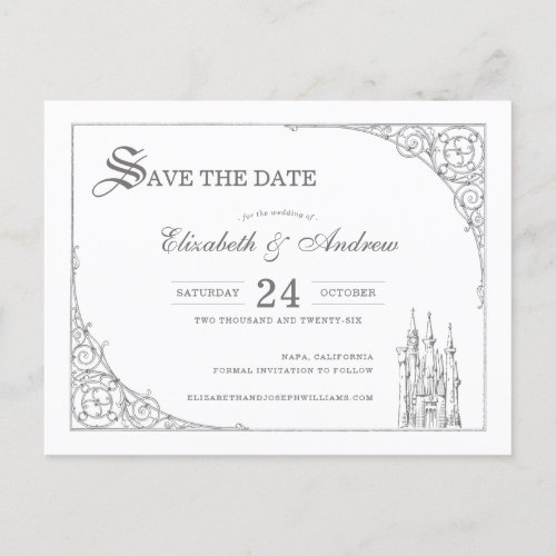 Cinderella Castle  Fairytale Save the Date Postcard