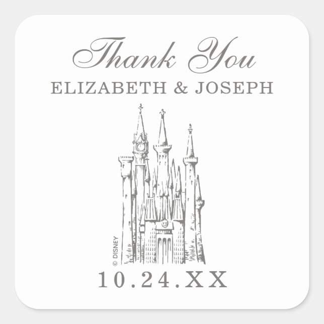 Cinderella Castle | Fairytale Wedding Thank You Square Sticker (Front)
