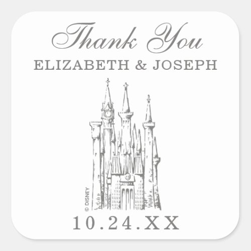 Cinderella Castle  Fairytale Wedding Thank You Square Sticker