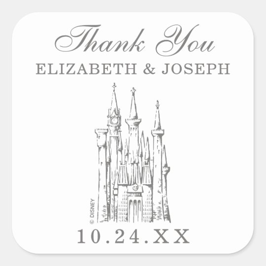 Cinderella Castle Fairytale Wedding Thank You Square Sticker