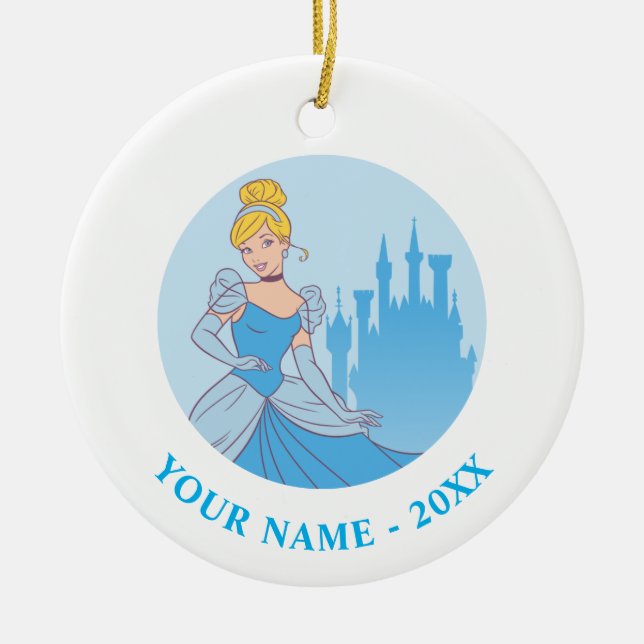 Cinderella & Castle Graphic Ceramic Ornament (Front)