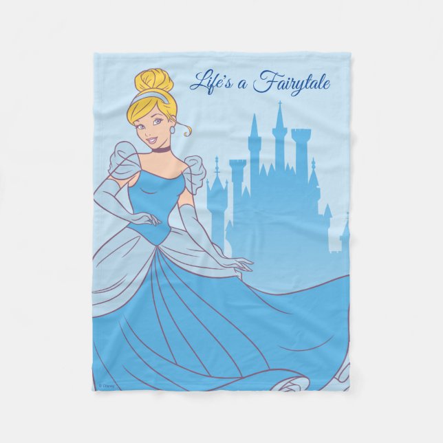 Cinderella & Castle Graphic Fleece Blanket (Front)