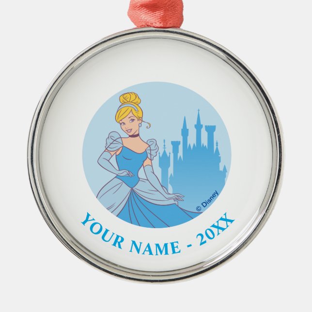 Cinderella & Castle Graphic Metal Ornament (Front)