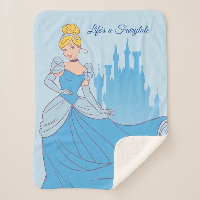 Cinderella & Castle Graphic Sherpa Blanket (Front)