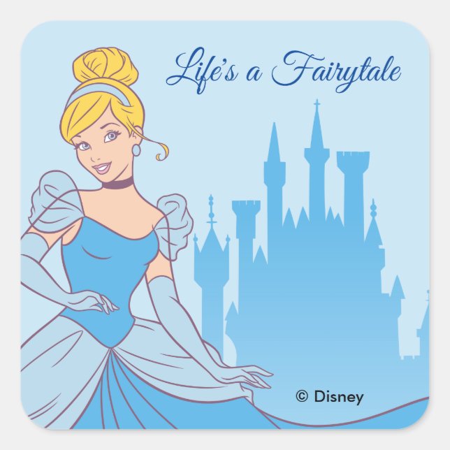 Cinderella & Castle Graphic Square Sticker (Front)