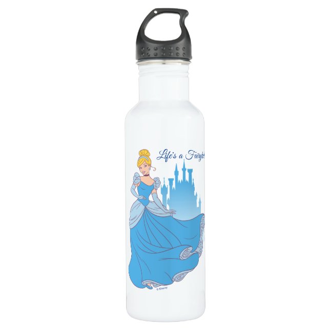 Cinderella & Castle Graphic Stainless Steel Water Bottle (Front)