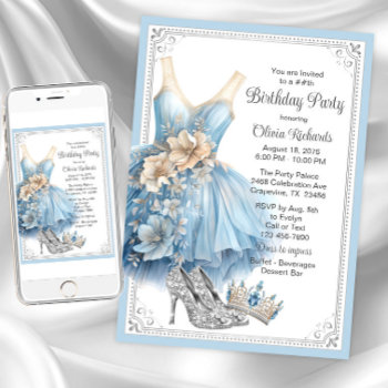 Cinderella Diamond Shoes Birthday Party  Invitation by InvitationCentral at Zazzle