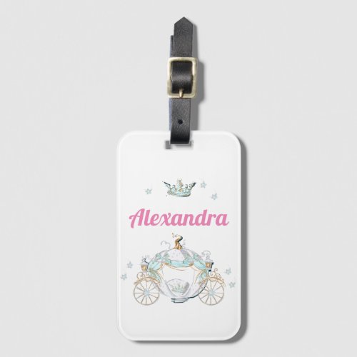 Cinderella Fairy Tale Carriage and Princess Crown Luggage Tag