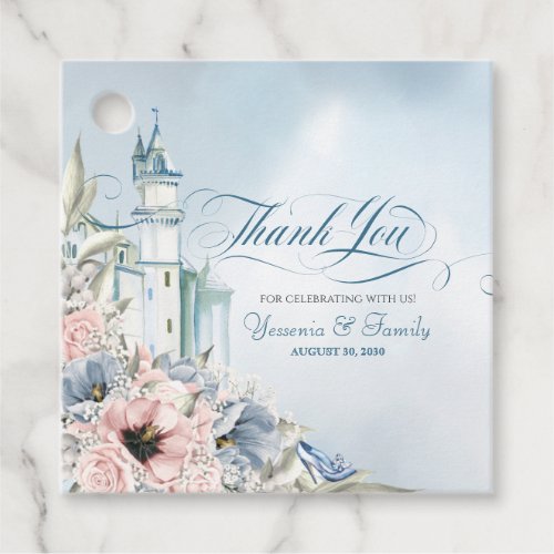 Cinderella Fairy Tale Light Blue Pink Thank You Favor Tags