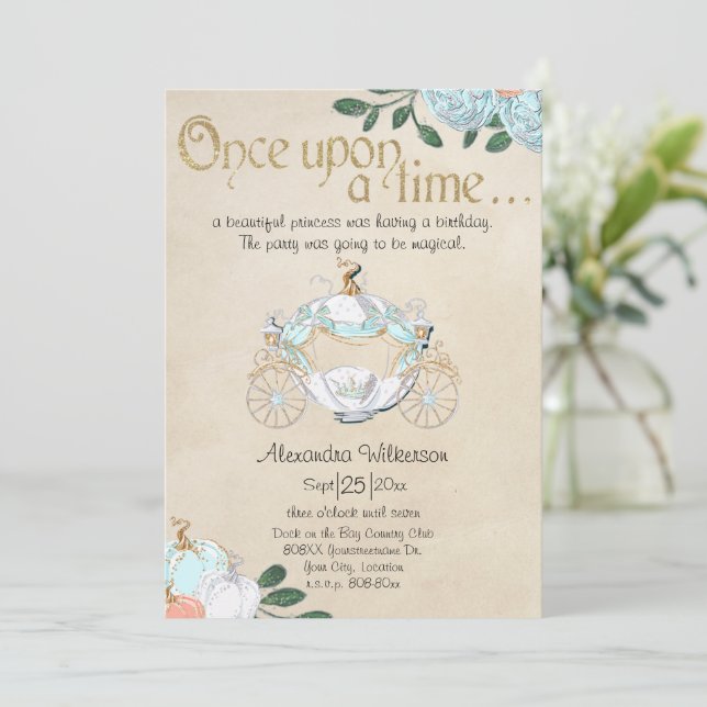 Cinderella Fairy Tale Princess Carriage Invitation (Standing Front)