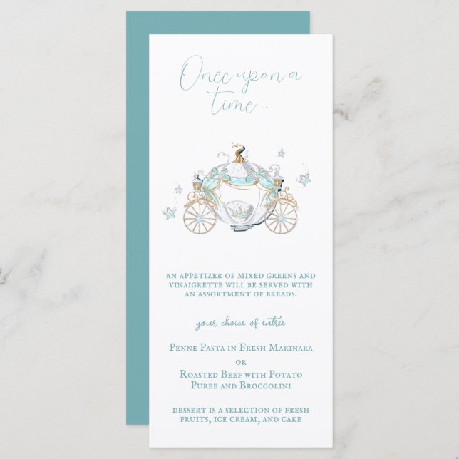 Cinderella Fairytale Carriage Menu (Front/Back)