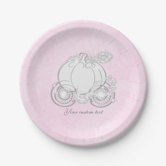 Cinderella Fairytale Carriage Pink Party Plates (Front)