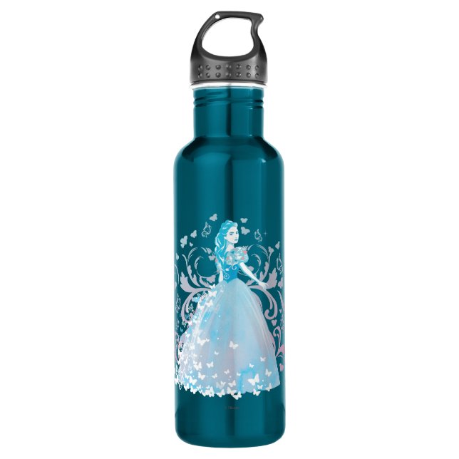 Cinderella Fanciful Butterfly Flourish Stainless Steel Water Bottle (Front)