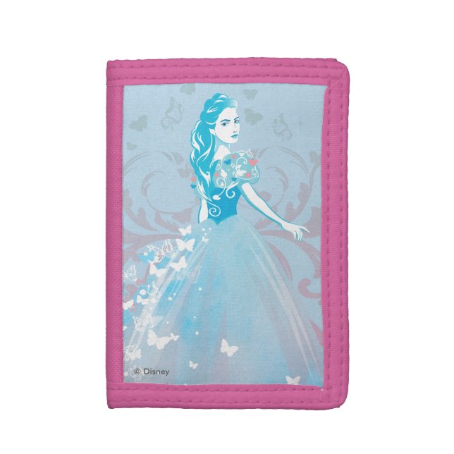Cinderella Fanciful Butterfly Flourish Tri-fold Wallet (Front Vertical)