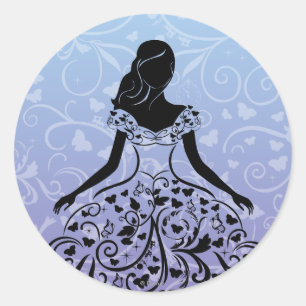 Cinderella Fanciful Dress Silhouette Classic Round Sticker