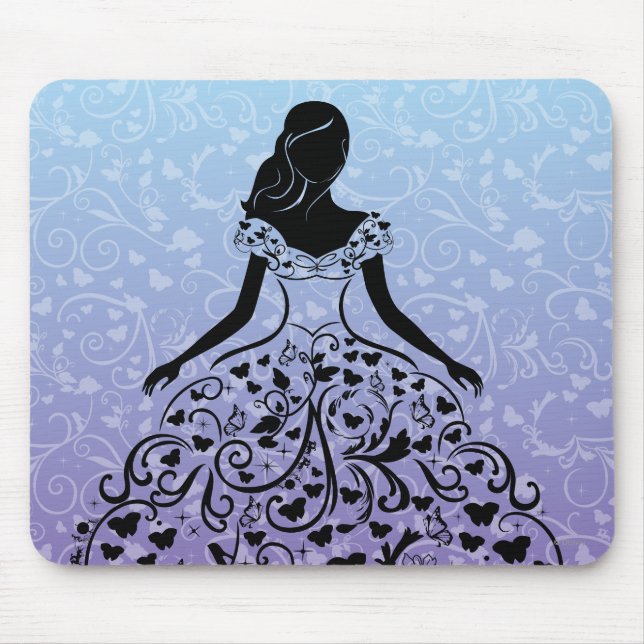 Cinderella Fanciful Dress Silhouette Mouse Pad (Front)