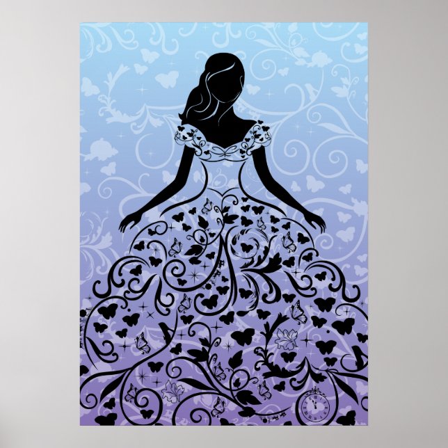 Cinderella Fanciful Dress Silhouette Poster (Front)