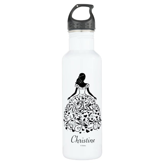 Cinderella Fanciful Dress Silhouette Stainless Steel Water Bottle (Front)