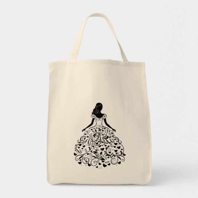 Cinderella Fanciful Dress Silhouette Tote Bag (Front)