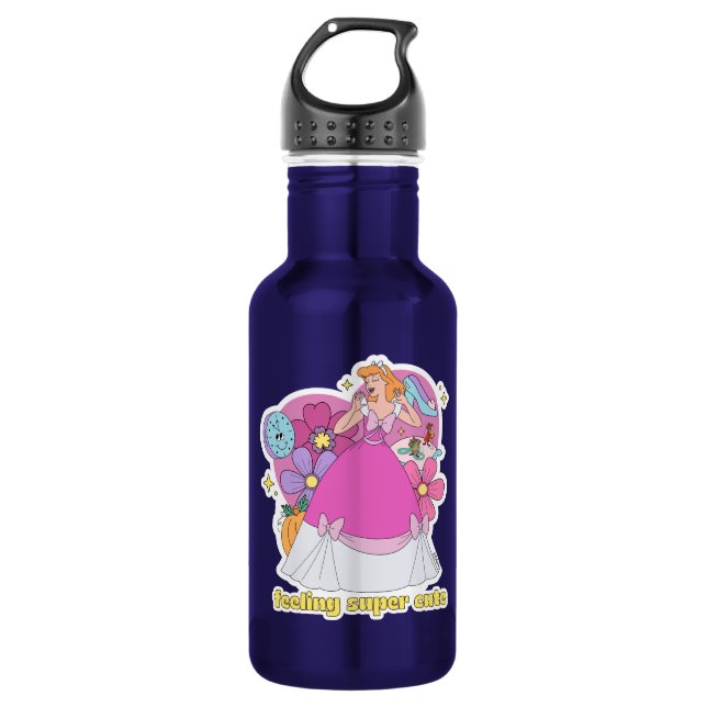 Cinderella "Feeling Super Cute" Badge Stainless Steel Water Bottle (Front)