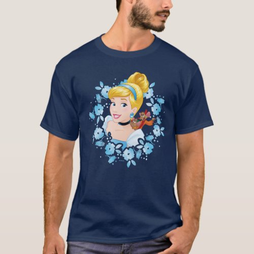 Cinderella  Flower Frame And Mice T_Shirt