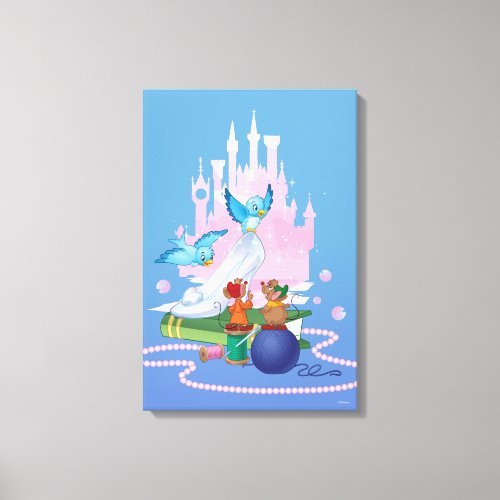 Cinderella  Glass Slipper And Mice Canvas Print