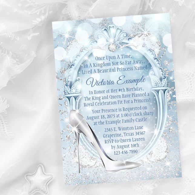 Cinderella Glass Slipper Any Number Birthday Party Invitation (You can change all of the wording and font style on this pretty any occasion invitation.)