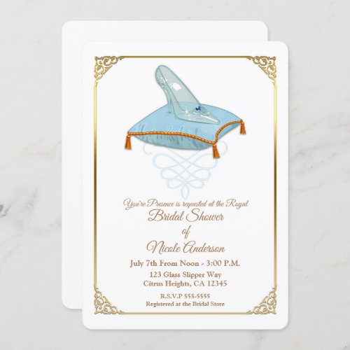 Cinderella Glass Slipper Elegant Bridal Shower Inv Invitation