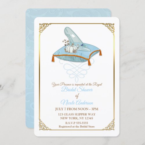 Cinderella Glass Slipper Elegant Bridal Shower Invitation