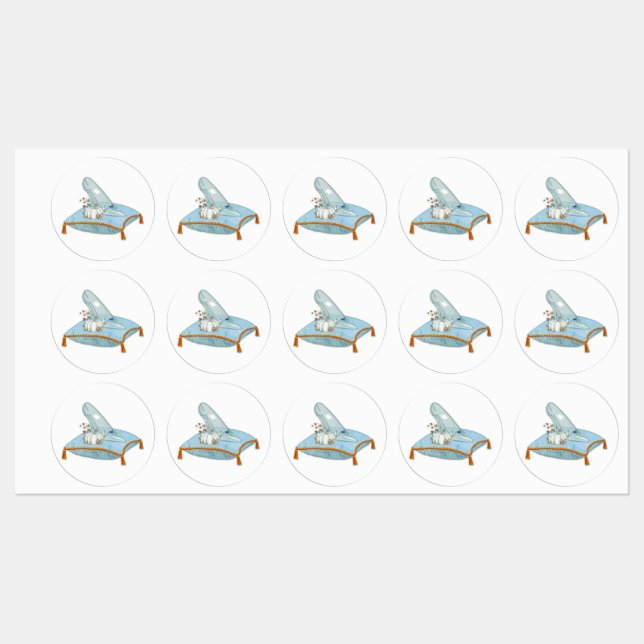 Cinderella Glass Slipper Elegant Bridal Shower Kids' Labels (Sheet)