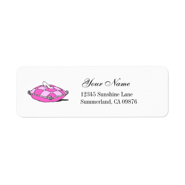 Cinderella Glass Slipper Pink Pillow Label (Front)