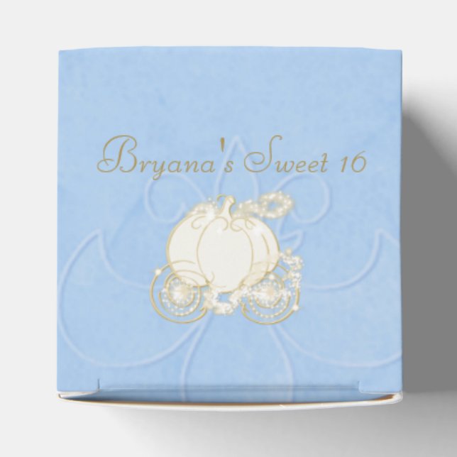 Cinderella Gold Carriage Blue Party Favor Boxes (Top)