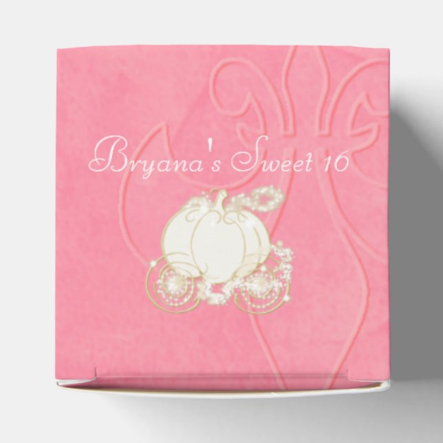 Cinderella Gold Carriage Pink Party Favor Boxes (Top)