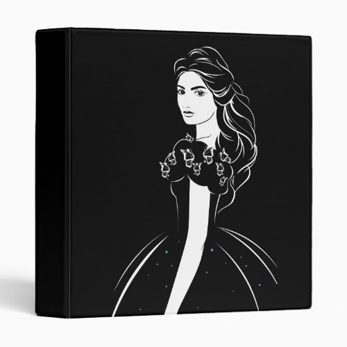 Cinderella Graphic on Black 3 Ring Binder