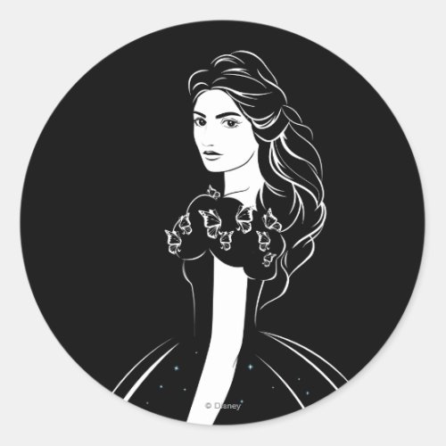 Cinderella Graphic on Black Classic Round Sticker