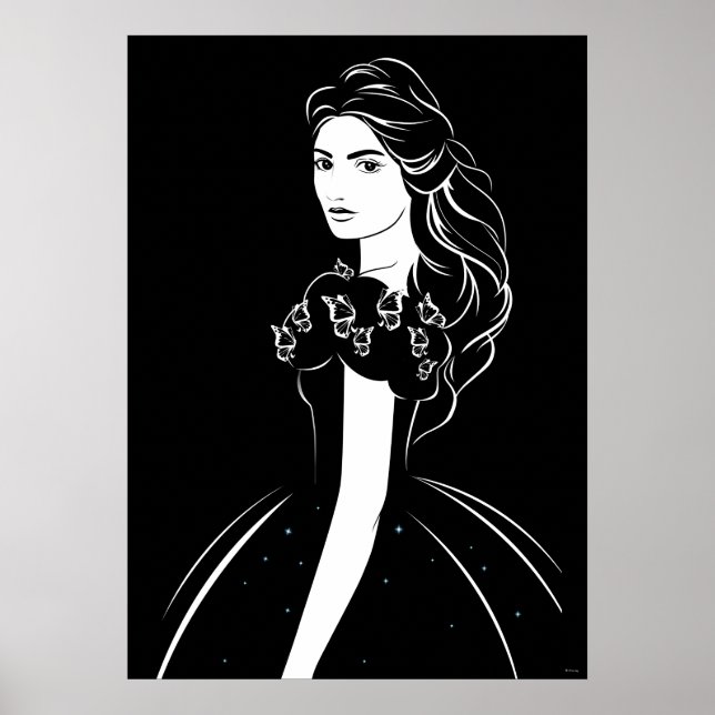 Cinderella Graphic on Black Poster (Front)