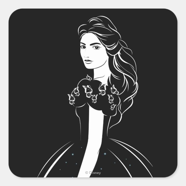 Cinderella Graphic on Black Square Sticker (Front)