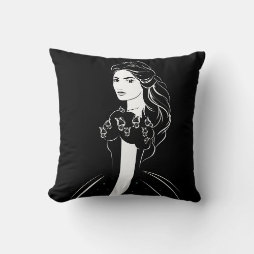 Cinderella Graphic on Black Throw Pillow