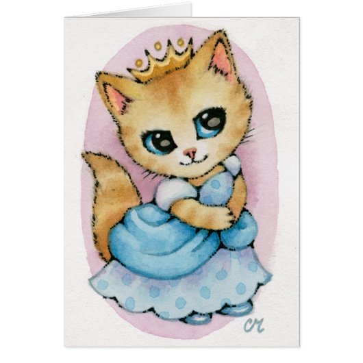 Cinderella Kitten - Cute Fairytale Cat Art Cards (Front)