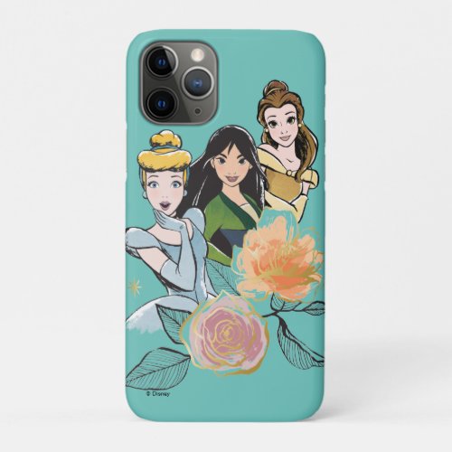 Cinderella Mulan  Belle Floral Illustration iPhone 11 Pro Case