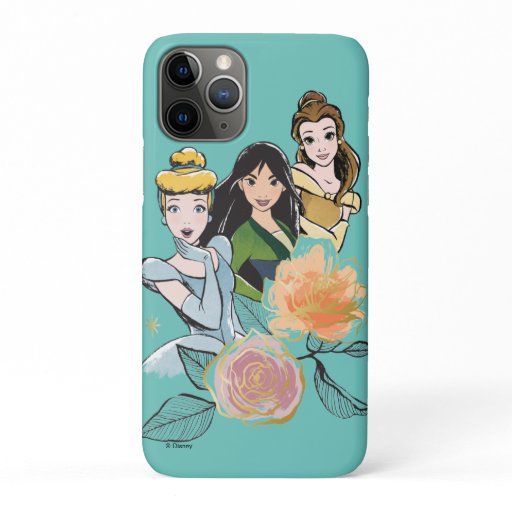 Cinderella, Mulan, & Belle Floral Illustration iPhone 11 Pro Case