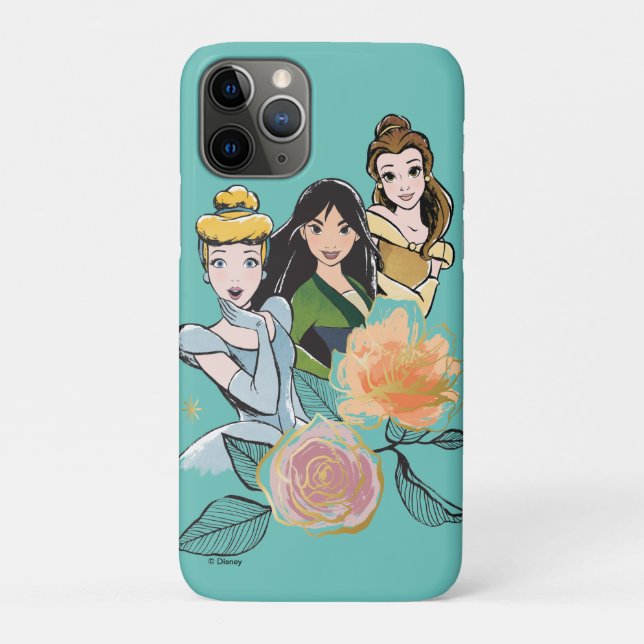 Cinderella, Mulan, & Belle Floral Illustration Case-Mate iPhone Case (Back)
