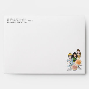 Cinderella, Mulan, & Belle Floral Illustration Envelope
