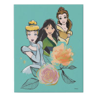 Cinderella, Mulan, & Belle Floral Illustration