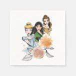 Cinderella, Mulan, &amp; Belle Floral Illustration Napkins